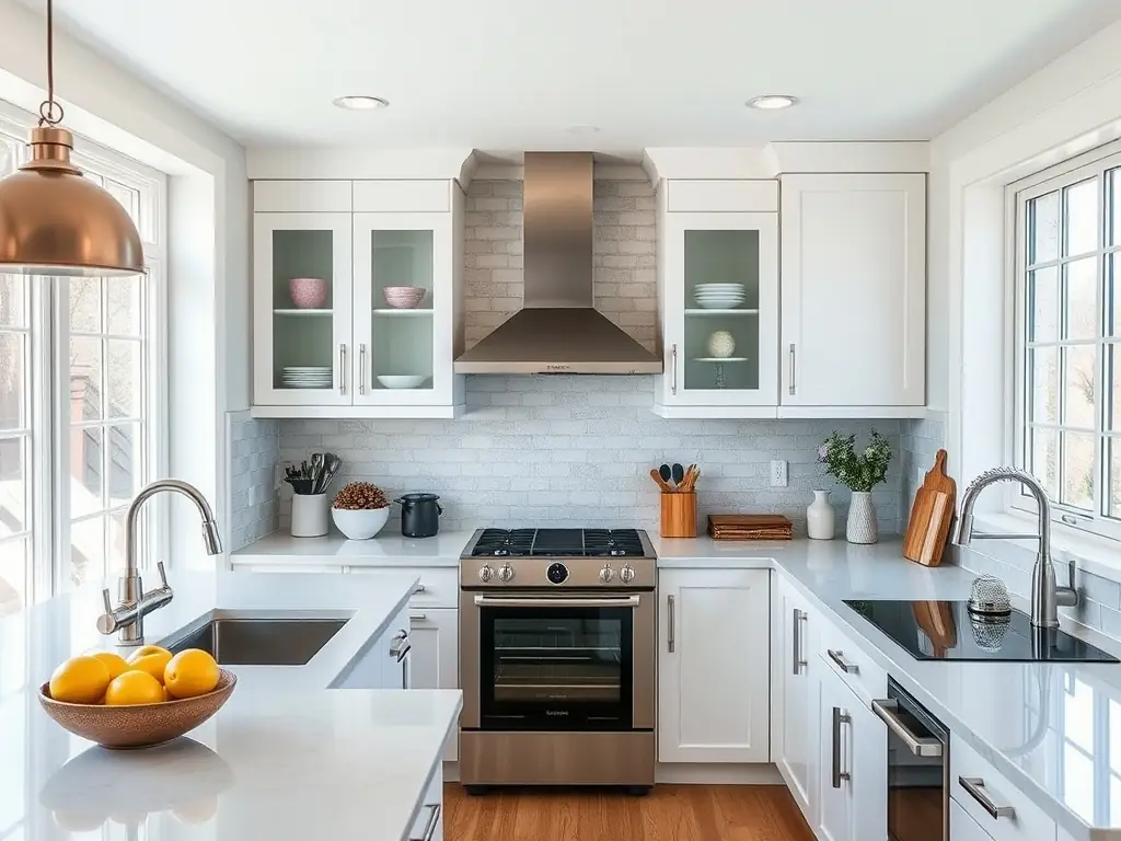 A beautifully renovated kitchen in a London home, featuring modern appliances, sleek countertops, and an open-plan design. The image highlights the quality of the materials and the attention to detail in the interior work.
