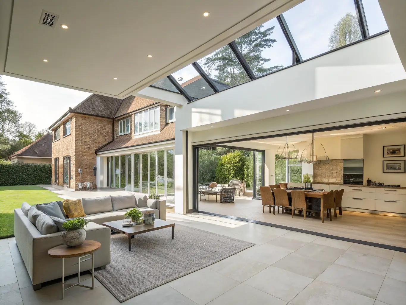 A beautifully renovated London home extension with large windows and modern design, showcasing JPMMax's expertise in creating seamless additions.